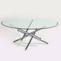 Theodore waddell cassina coffee table italy 1970s chromed steel metal wire glass unmarked 17 14 x 39 12 dia
