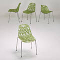 Tom haas crassevig four nett sidechairs italy 2000s chromed steel plastic impressed marks 31 x 21 x 22
