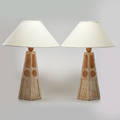 Maitland smith pair of table lamps usa late 20th c tessellated marble unmarked 34 x 22 dia