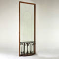 Style of osvaldo borsani towering hall mirror and console 1950s walnut etched mirrored glass iron marble unmarked mirror 124 12 x 48 x 16