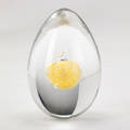 Tapio wirkkala venini blown glass egg with submerged gold foil yolk italy 1960s etched marking and sticker label 3 x 2 dia
