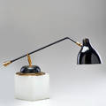 French adjustable swivelhead desk lamp ca 1950s brass enameled metal unmarked 30 x 7 12 dia