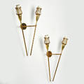 Style of arlus pair of torchshaped double wall sconces ca 1950s brass enameled metal unmarked each 18 x 12 x 4 12
