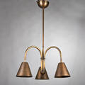 Style of kurt versen threearm ceiling fixture with conical shades france 1990s unmarked patinated metal 38 12 x 20 12