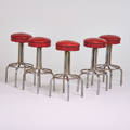 Krometal manufacturing corp five bar stools philadelphia pa 1950s chromed steel oil cloth manufacturers labels 31 x 15 12