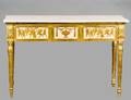 FLORENTINE CARVED PAINTED AND GILTWOOD CONSOLE TABLE