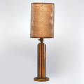 Chase attr table lamp with double shade cast iron tortoise shell resin rice paper wicker canvas and brass fittings numbered 27 x 8 14 dia