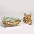 Designer coffee and side table usa 1960s painted driftwood glass unmarked coffee 15 x 48 x 37 side 21 12 x 29 x 20