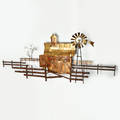 Cjere artisan house wallhanging sculpture depicting farm scene los angeles ca ca 1970s brass and copper signed 55 x 21