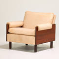 Style of harvey probber lounge chair usa 1970s upholstery rosewood unmarked 26 x 30 x 29