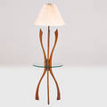 Style of adrian pearsall lamp table usa 1960s sculpted walnut brass glass pleated shade unmarked 58 12 x 18 dia