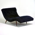 Adrian pearsall craft associates double wide chaise lounge wilkes barre pa 1960s stained wood upholstery unmarked 30 x 38 x 60