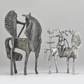 Donald drumm b 1935 two figural sculptures akron oh late 20th c cast aluminum both marked larger 17 x 10 x 12