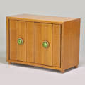 Karpen furniture twodoor cabinet fitted with drawers grand rapids mi 1950s oak ceramic pulls marked 32 12 x 44 x 22