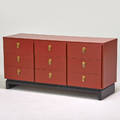 Hollywood regency ninedrawer dresser usa 1960s lacquered wood brass unmarked 30 12 x 62 12 x 20 34