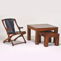 Don shoemaker senal nesting tables and adjustable lounge chair mexico 1960s rosewood leather paper label to smaller table tables 22 x 32 x 32 16 x 24 x 20 chair 33 x 23 12 x 26