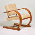 Vibot cantilevered lounge chair france 1930s bent and laminated beech leather unmarked 28 x 25