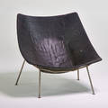 Pierre paulin artifort oyster lounge chair france ca 1970s enameled wood chrome unmarked 33 x 34 12 x 31