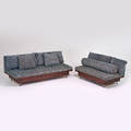 Modern sofa and settee usa 1970s rosewood matte chromed steel upholstery unmarked sofa 31 x 82 x 34 settee 31 x 55 x 34