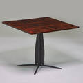 Designer pedestal dining table 2000s zebra wood enameled steel unmarked 29 14 x 36 x 36