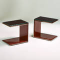 Contemporary pair of large cantilevering side tables usa 1990s rosewood patinated steel red enamel unmarked each 22 12 x 24 x 18