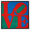 After robert indiana carved and tufted wool wallhangingclassic love india 2007 framed fabric label numbered 81110000 overall 32 12 sq