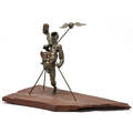 Brutalist bronze figural sculpture on stone base signed cm 1121 8 12 x 13 x 6 12