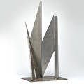 Abstract polished steel tabletop sculpture unmarked 24 x 13 x 7