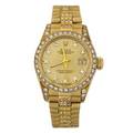 Ladies 18k gold rolex oyster diamond bracelet watch