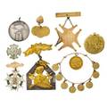 Collection of medals tokens and badges incl gold