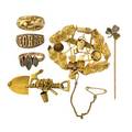 Collection of gold prospector jewelry