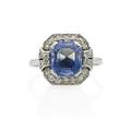 French art deco sapphire and diamond ring