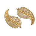Diamond and 14k yellow gold leaf brooches