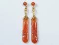 PAIR OF FOURTEEN KARAT YELLOW GOLD MOUNTED JADE EARRING