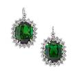 Green tourmaline diamond  14k white gold earrings