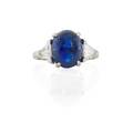 Untreated 502 cts blue sapphire and diamond ring