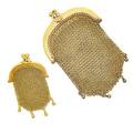 Two french 18k gold mesh purses