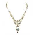 Moonstone diamond sapphire  gold swag necklace