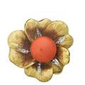 Sculptural 18k gold coral and diamond fur clip