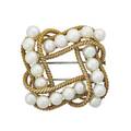David webb cultured pearl and 18k gold brooch