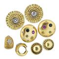 Group of yellow gold diamond or gemset earrings