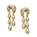 18k roped gold platinum diamond ring  ear clips
