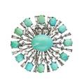 Diamond persian turquoise platinum pendant brooch