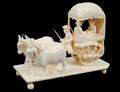 FINELY CARVED IVORY CART AND OXEN