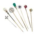 Seven precious gemstone and diamond stickpins