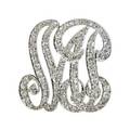 Diamond and platinum initial brooch