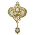 Marcus pliqueajour  jeweled gold pendant brooch