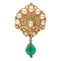 Marcus art nouveau jeweled enameled gold brooch