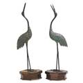 Pair of chinese patinated bronze storks