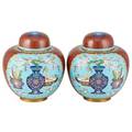 Pair of cloisonn ginger jars
